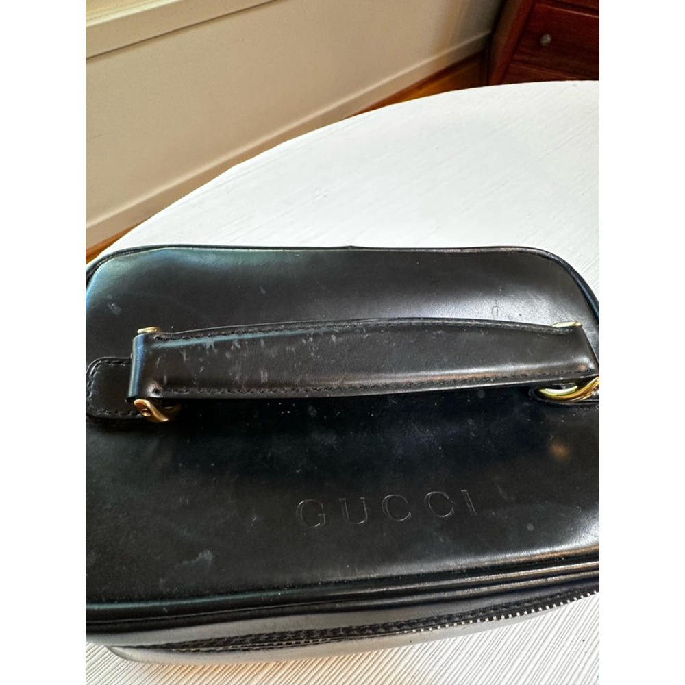 Gucci Black Patent Leather Small Cosmetic Case w/ Bamboo Accents - Picture 3 of 13